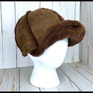 Ugg brown shearling sheepskin winter cap